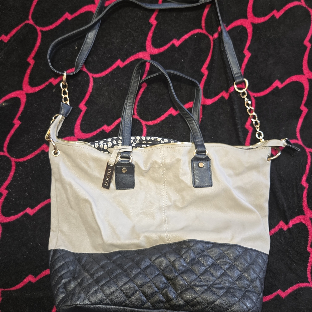 Cesca Large Tote Purse Shoulder Bag Crossbody Strap Leather